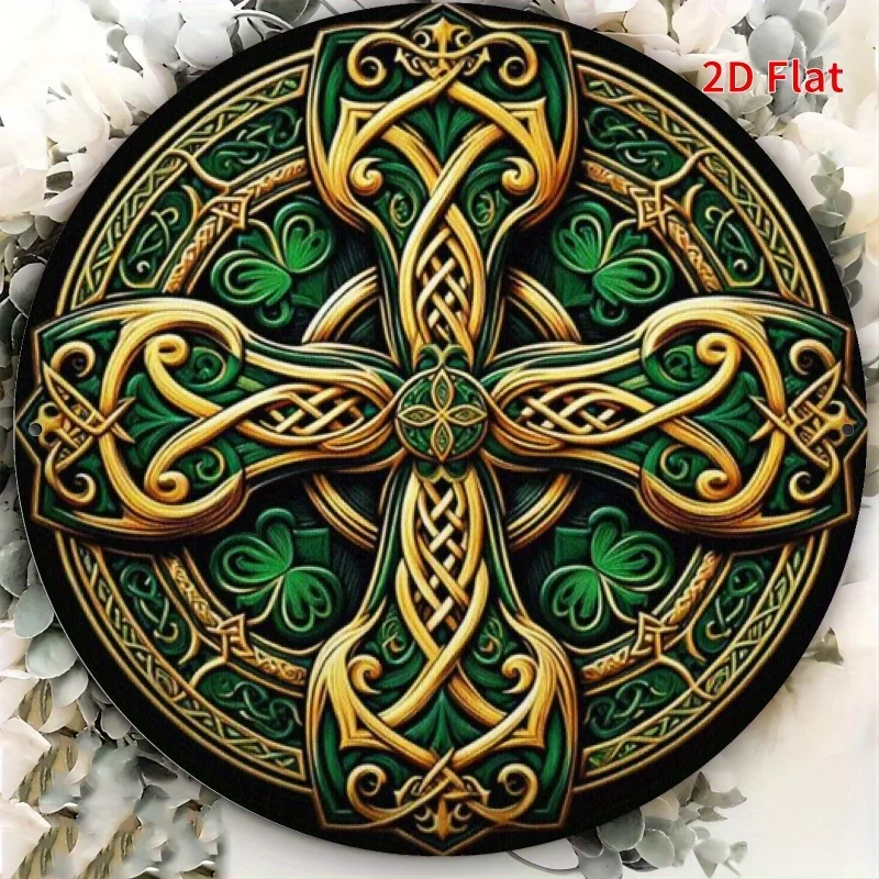 CIFbuy Vintage Celtic Cross Knot Aluminum Wall Art Waterproof Durable Metal Sign For Home Bar Garage