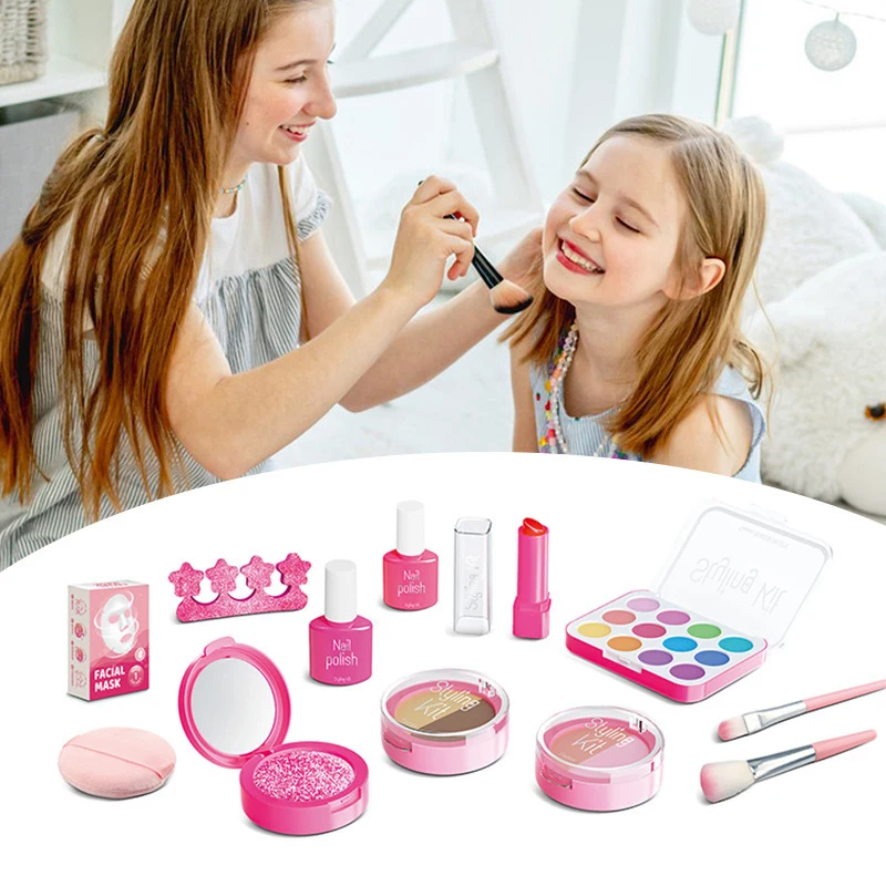 

1 Set Girl Children's Pretend Play Simulation Cosmetics Toy Kit With Eyeshadow Lipstick