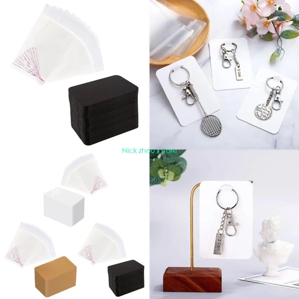 E15E القرط عرض بطاقات قلادة عرض الورق المقوى حاملات القرط العلامات لتعليق الأذن ترصيع 3 لون بطاقة العرض