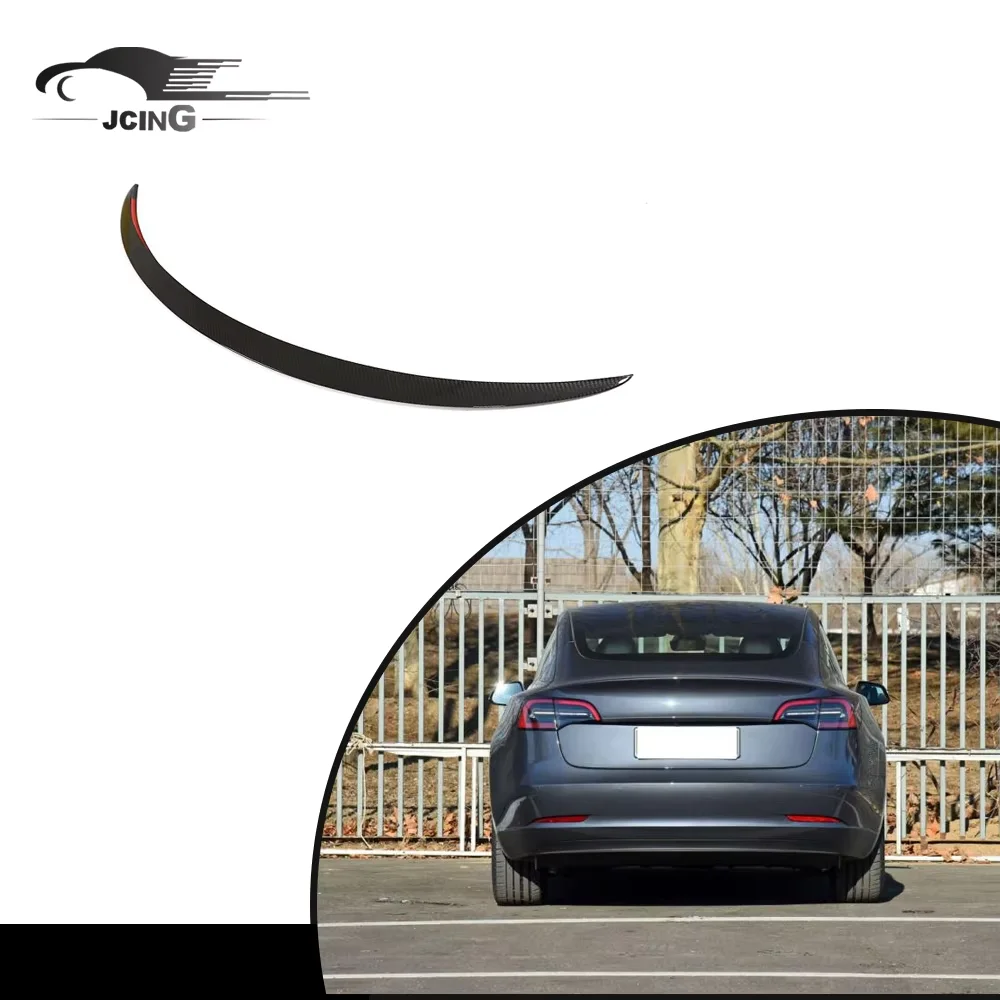 

Dry Carbon Fiber Rear Trunk Spoiler for Tesla Model 3 2019-23