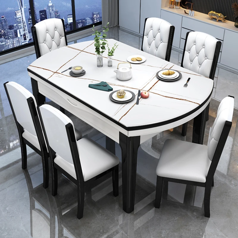 Designer Big Family Ding Table Natural Utensils Space Saving Kitchen Table Extendable Black Nordic Mesas De Jantar Furniture