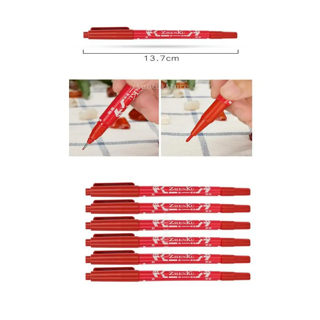 

6pcs Skin Marking Pens-Double Ended Fine/Thick Tip Marker Pen Set