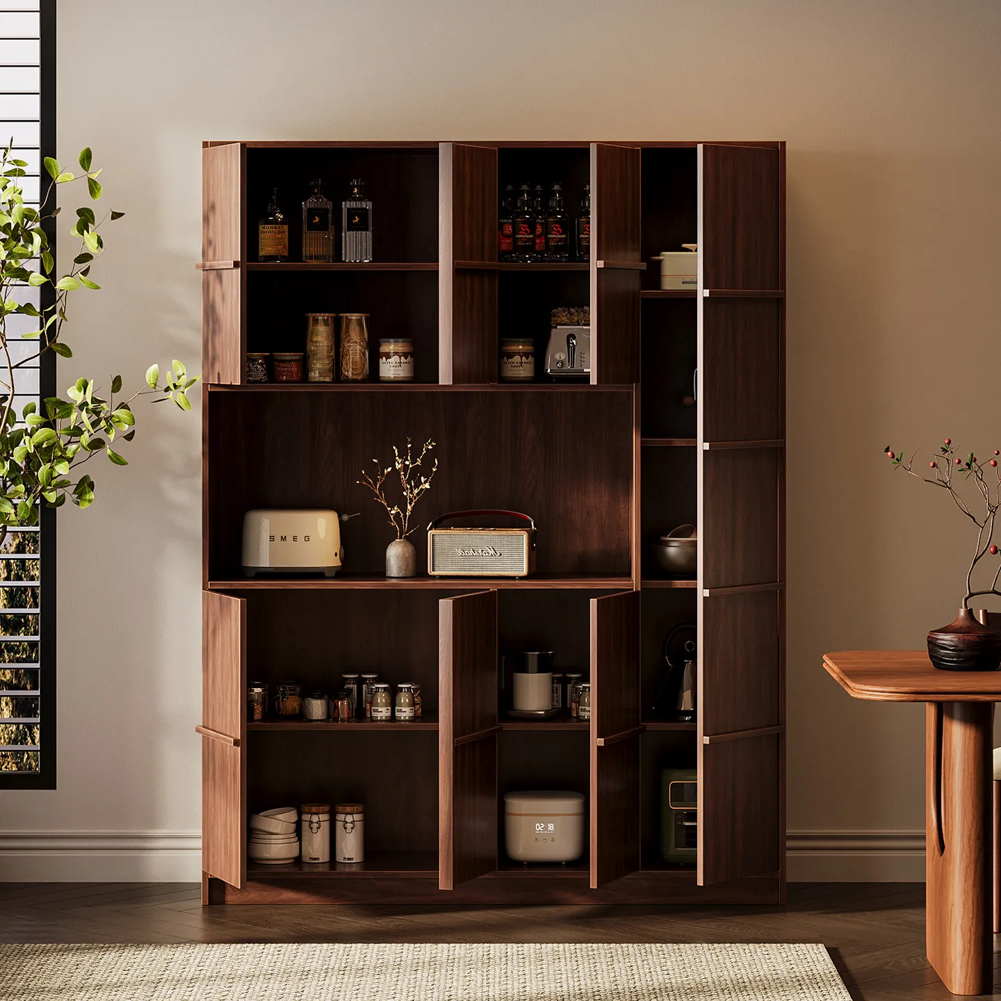 LMM solid wood porch cabinet household living room with rack screen partition cabinet
