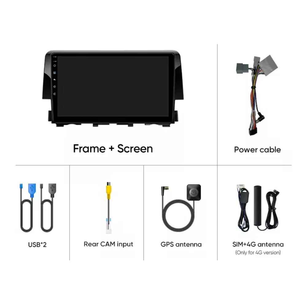For Honda Civic 10th 2015 2016 2017 2018 2019 2020 2021 Android 16 Car Radio Multimedia Player Android Auto Carplay Head Unit Na