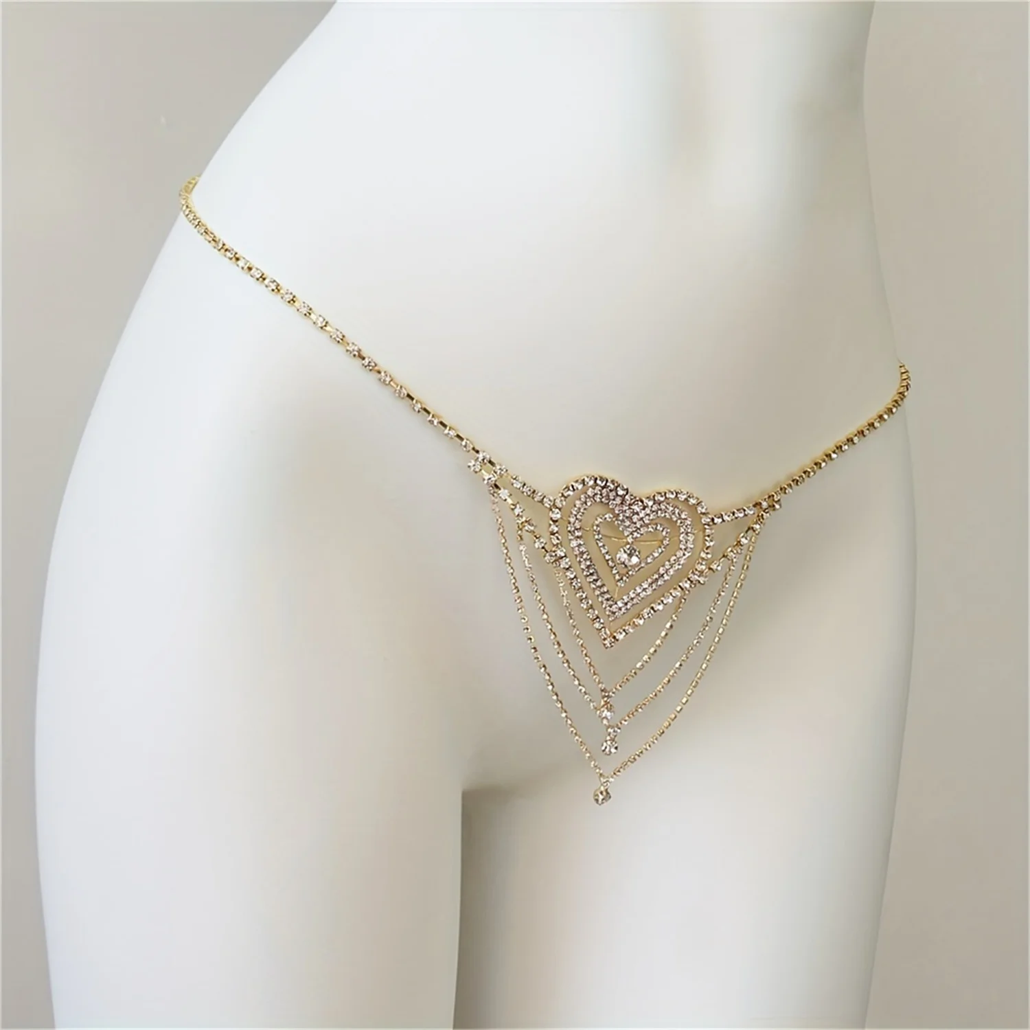 سلسلة خصر ذات طبقات على شكل قلب للشاطئ الصيفي، تصميم مجوهرات البطن، زينة الورك للحفلات، سلسلة الجسم اليومية