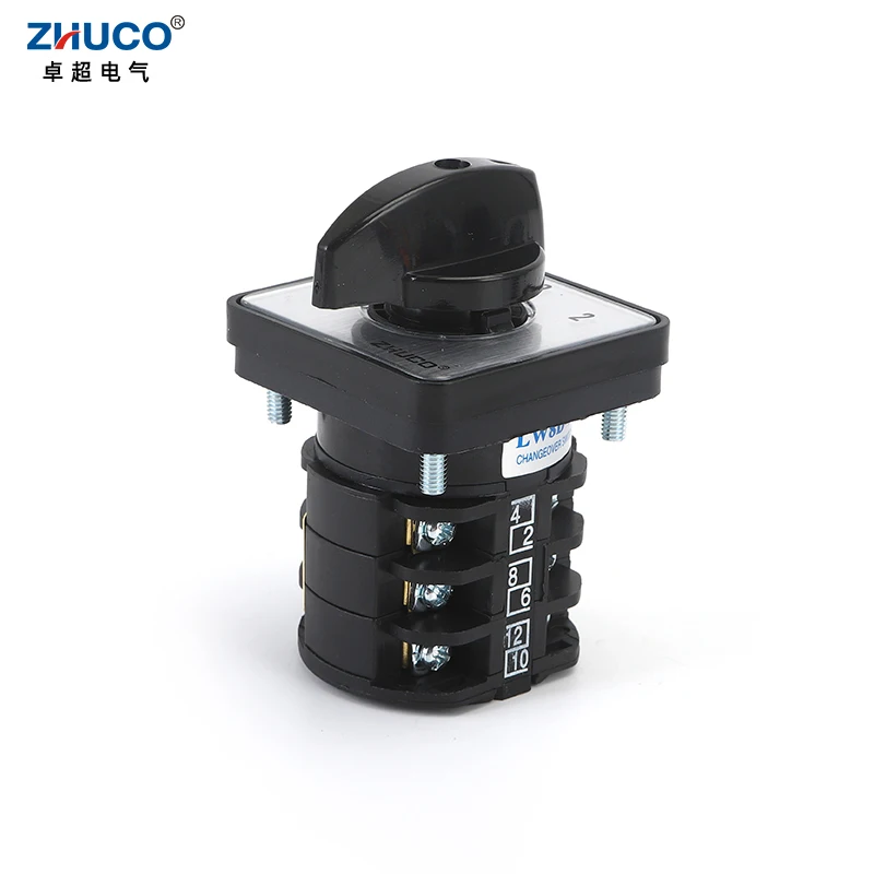 ZHUCO LW8D-10D404-3B 3 Positions 3 Poles 12 Screws 10A Cam Switches Rotary Switch Changeover Control Switch For Electric Motors