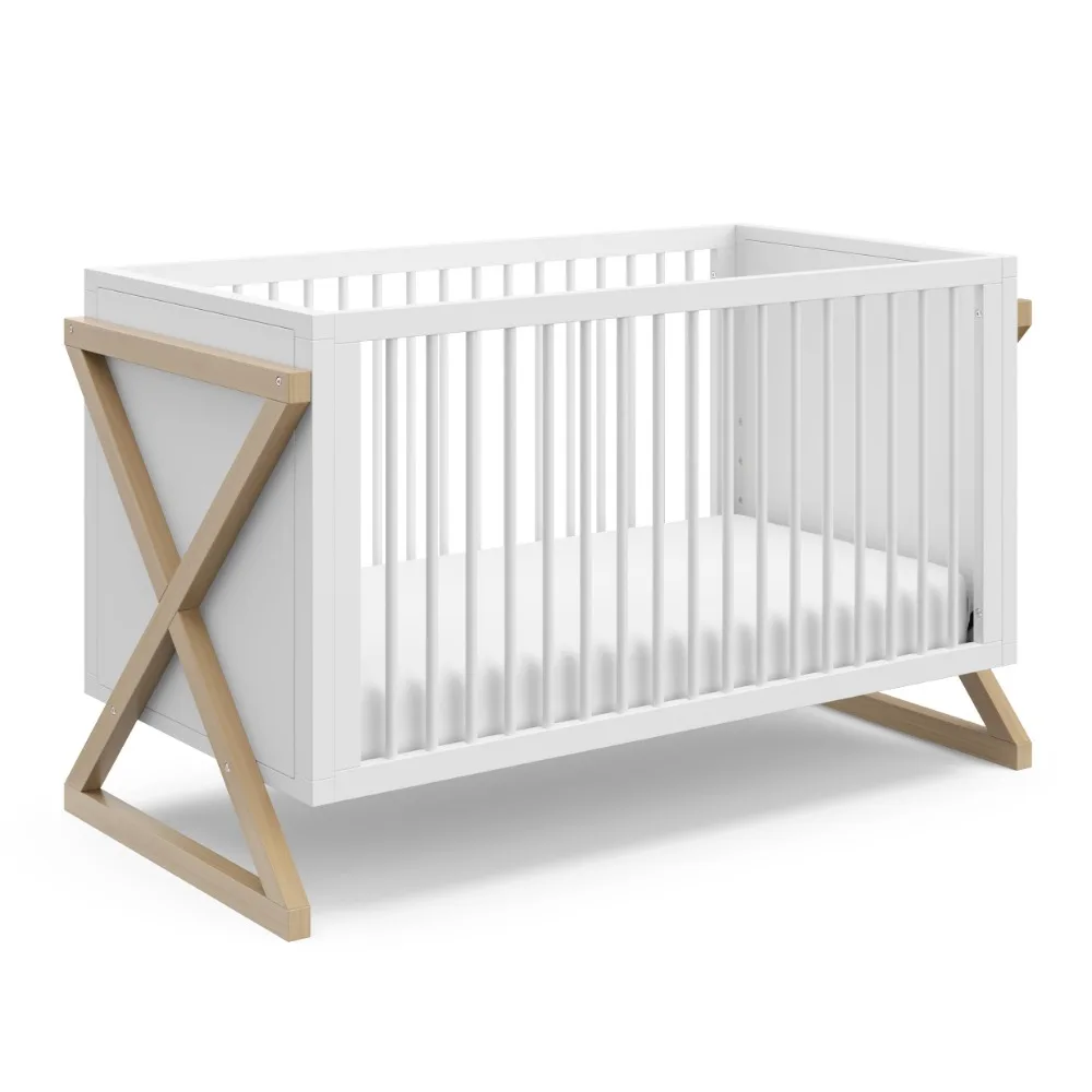 3-in-1 Convertible Crib (Driftwood) - Easily Converts to Toddler Bed & Daybed, 3-Position Adjustable Mattress Support Base