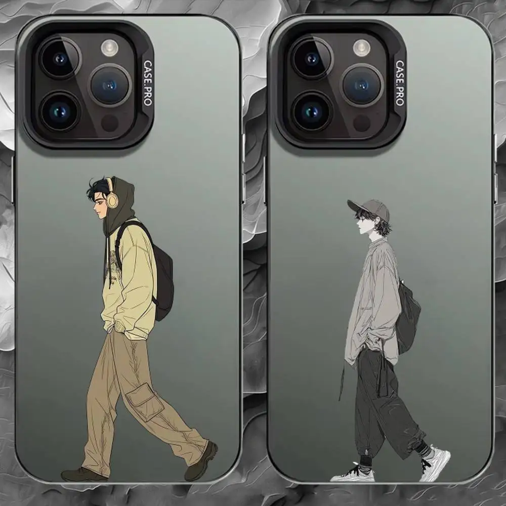 

S-Street figure illustration Phone Case For iPhone 17 16 15 14 13 12 11 Pro Max Plus Silver Matte Black Cover