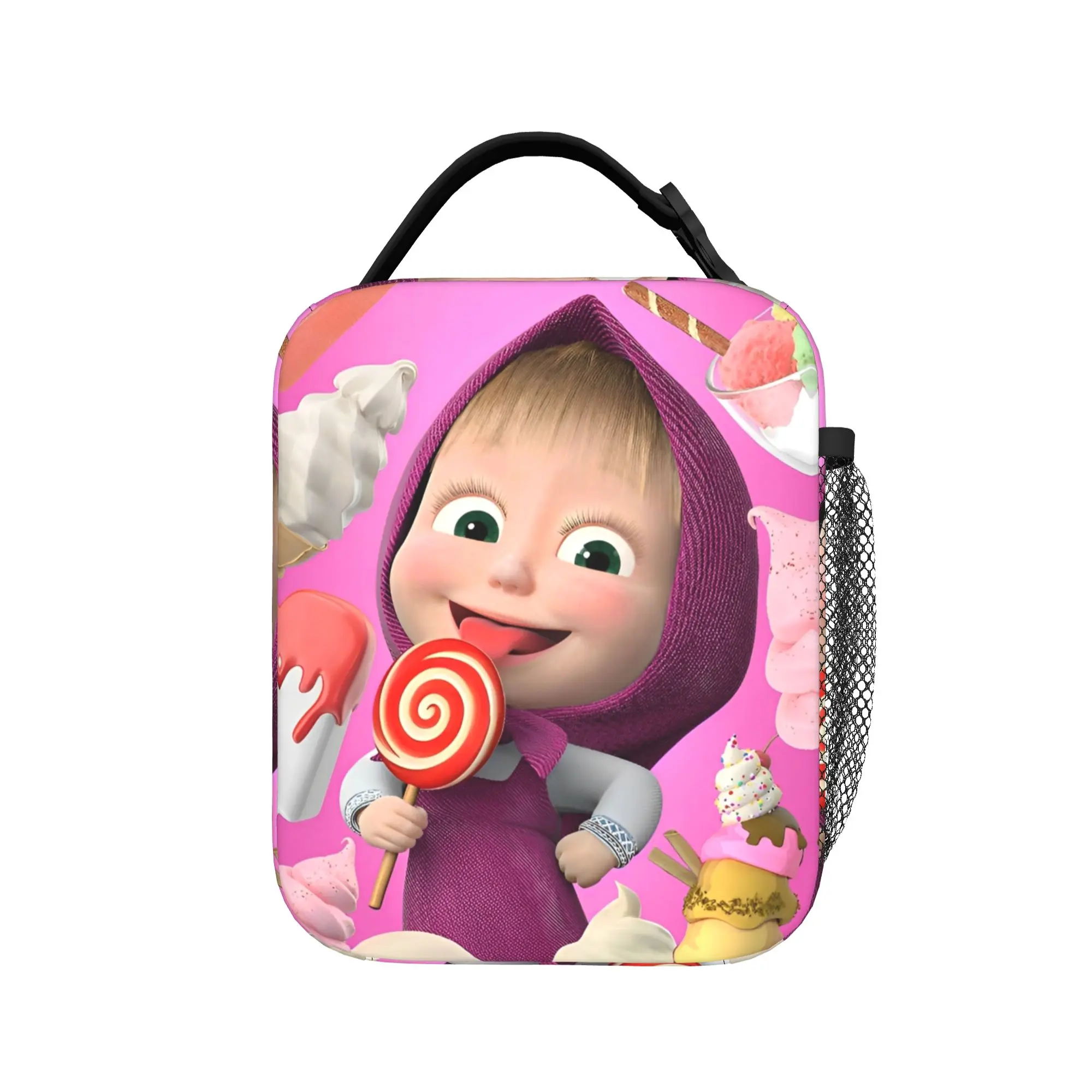 Cute Girl M-Masha and Bear Insulated Lunch Bag High Capacity Lunch Container Cooler Bag Tote Lunch Box Beach  Outdoor Men Women