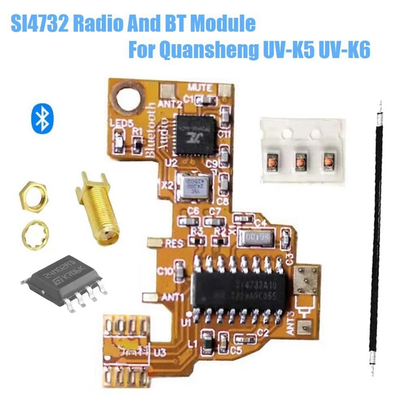 Módulo modificado bluetooth si4732 + chip 2m, rádio si4732 e módulo transmissor estéreo de alta fidelidade bluetooth para quansheng uvk5 k6