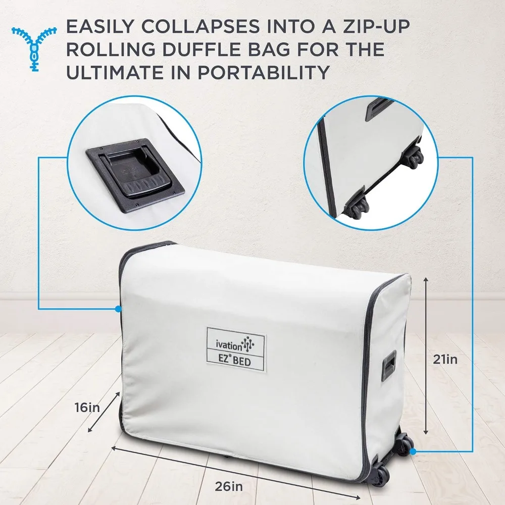 Materasso ad aria EZ-Bed (Queen) con struttura e valigia con rotelle, autogonfiabile, letto gonfiabile con spegnimento automatico, superficie confortevole AirBed