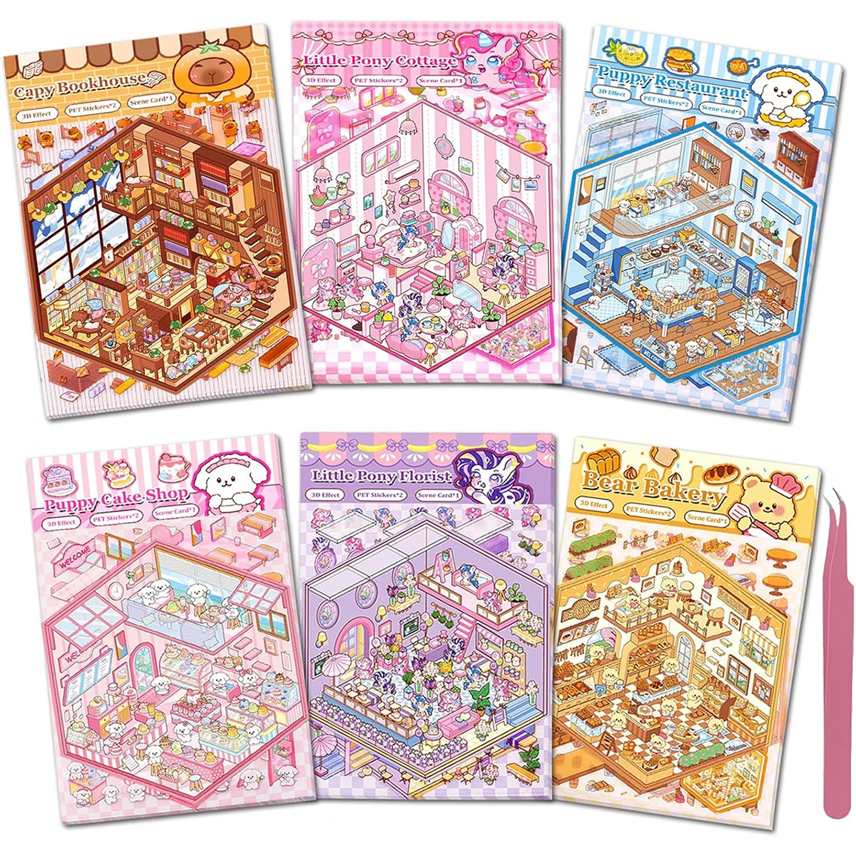 DIY 3D Sticker Scenes Make Your House Cute Kawaii Therapy Sticker Stress Relief Holiday Christmas Activity Easter Basket Stuffer