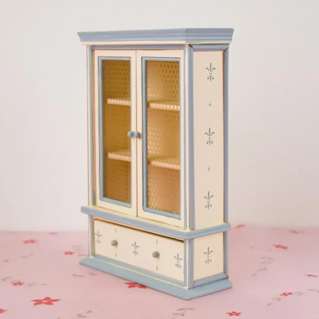 12th Dolls House Miniature Wooden Cabinet with Drawer Life Scenes Ornaments