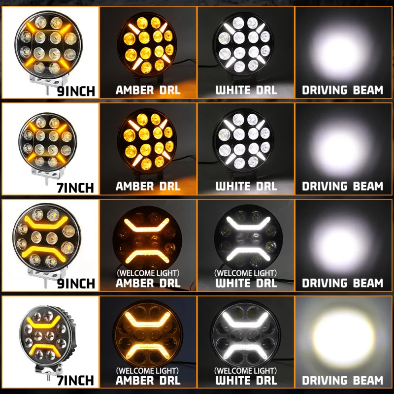 

CO LIGHT 12D 7Inch 3000 Lumens LED Work Light DRL 2Color Truck Headlight