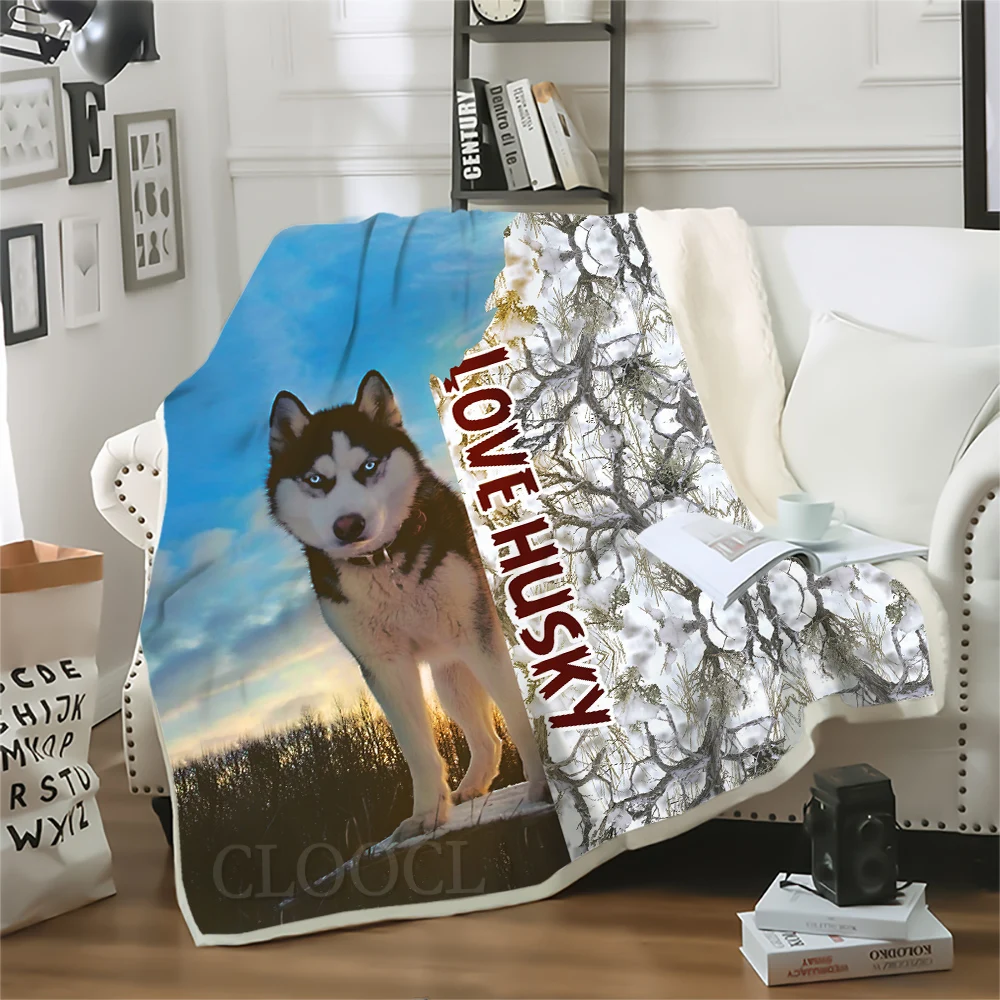 Одеяло HX Love Husky, модные одеяла с 3D принтом животных для кровати, сохраняющие тепло, двухслойные одеяла, дропшиппинг