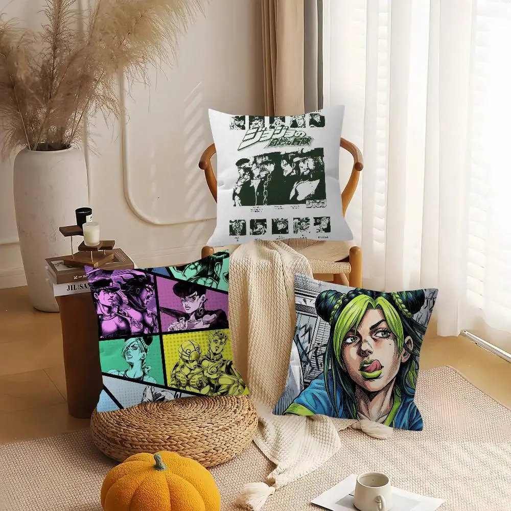 Anime A-J-J-JoJo B-Bizarre A-Adventure   Cushion Cover Inches Farmhouse Decor Home Throw Pillow Covers for Couch Decorations