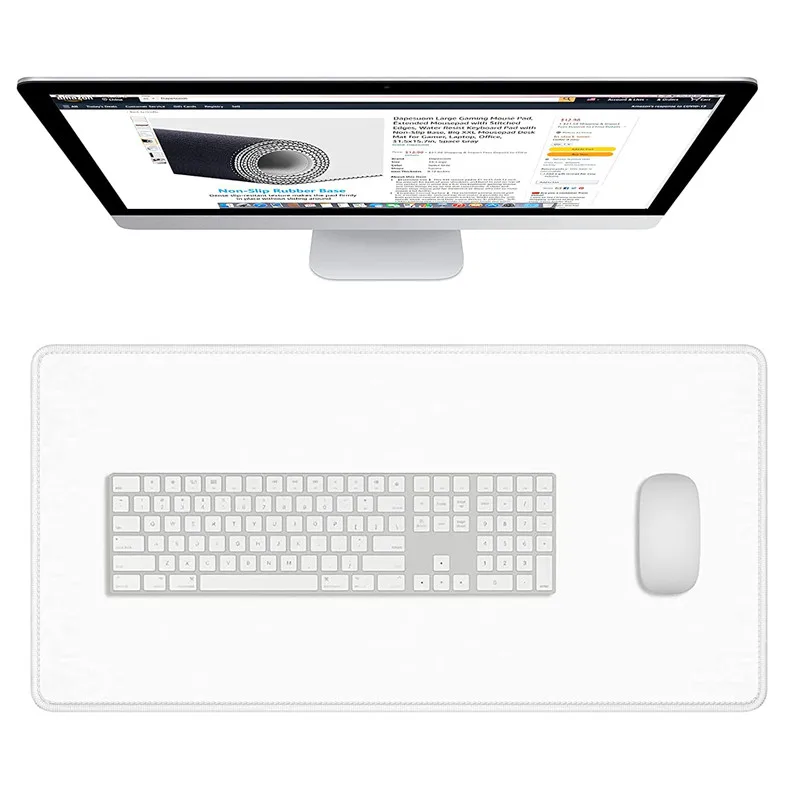 White Mousepad Gamer Large Gaming Mouse Pad XL Rubber Anti-Slip Keyboard Mouse Mats Carpet Computer Office Table Desk Mat