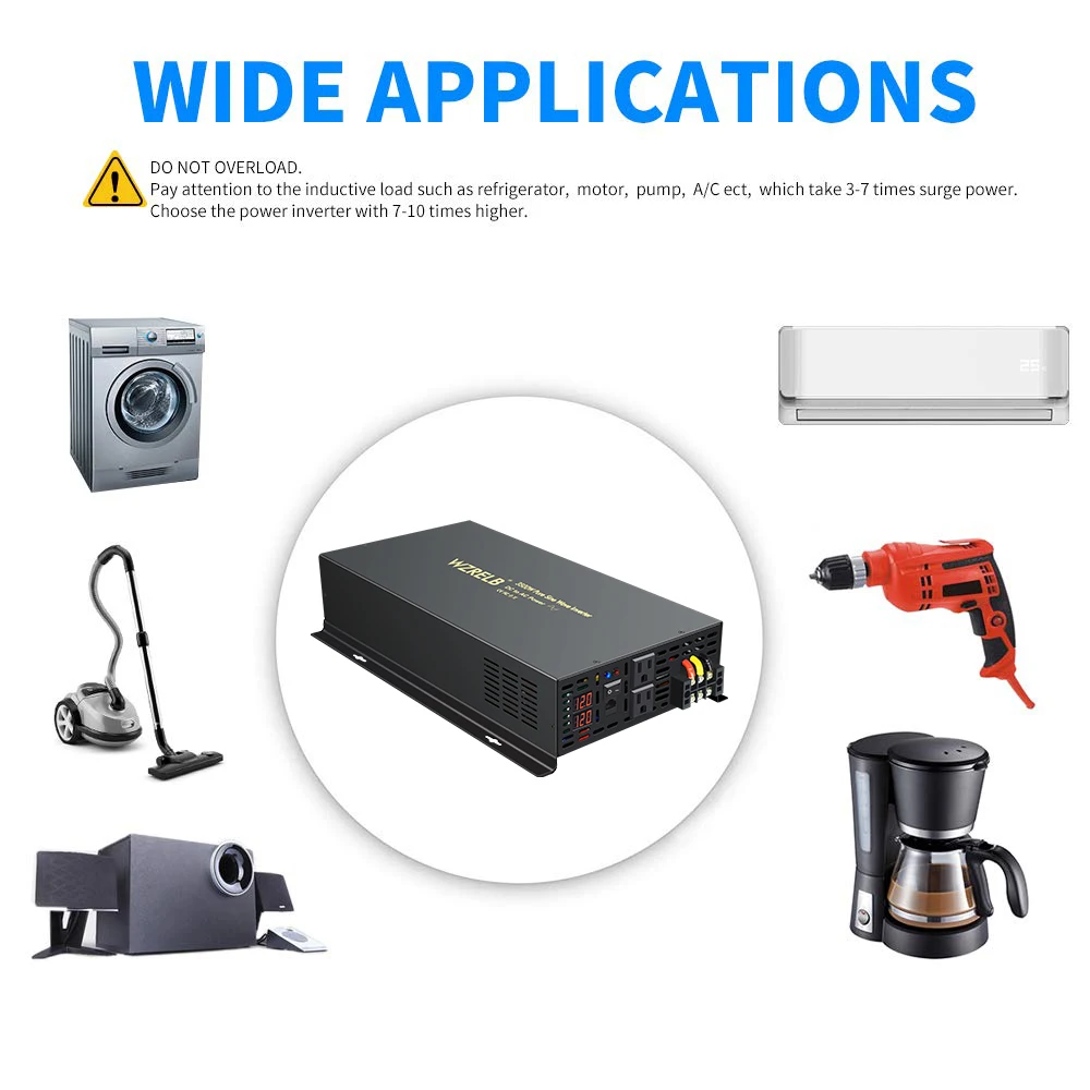 

3500W Pure Sine Wave Solar Inverter 12V 220V Car Power Inverter Generator 24V 48V DC to 120V 230V 240V AC Wired remote control
