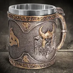 New Nordic Viking Odin With Raven Tankard Dragon Scandinavian Mug Nordic Beer Cup