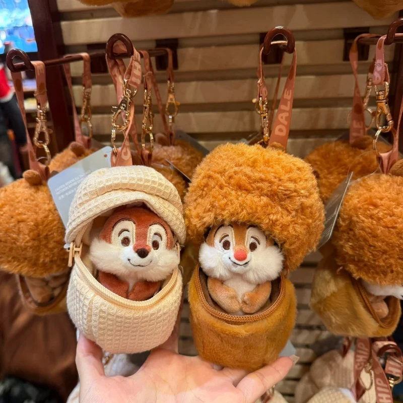 

Hong Kong Disney Chip And Dale Plush Keychain Acorn Shaped Stuffed Squirrel Charm Bag Backpack Purse Pendant Cartoon Accessory