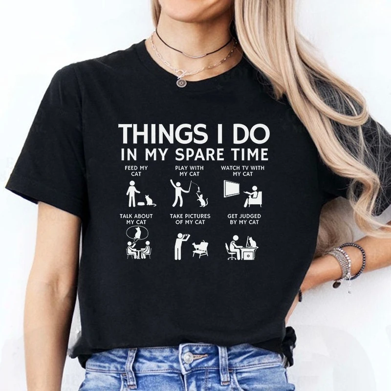 Maglietta con Grafica Divertente 'Cose che faccio nel tempo libero' per Uomo e Donna, T-Shirt Casual in Cotone, Design Sarcasmico Umoristico, Abbigliamento Streetwear, Regalo Ideale