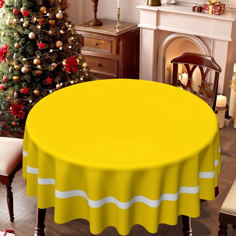 A pure yellow circular tablecloth, perfect for Christmas, New Year celebrations, parties, etc.