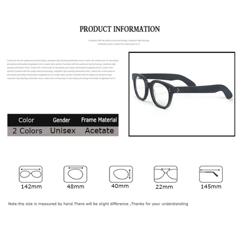 Optical Eyeglasses Frame Men Women Johnny Depp VILDA Vintage Glasses Computer Acetate Spectacle Frame For Male Clear Lens