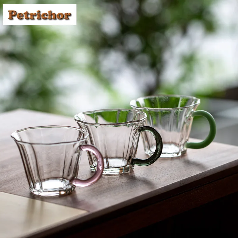 

115ML High Borosilicate Heat-resistant Glass Petal Coffee Mug Couple Handgrip Cups Afternoon Tea Mug Office Water Cup Tableware