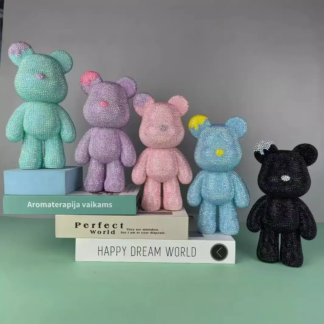 DIY Diamond Paining Bear Cute Mosaic Animal Statue Blinged Doll Rhinestone Embroidery Full Drill Kids Birthday Christmas Gift 