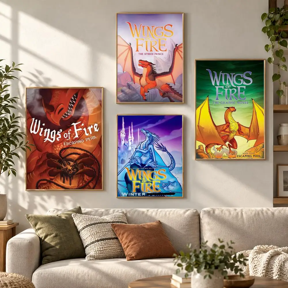 Wings of Fire Dragon Fantasy Novel Adventure Series Poster Contemporary Wall Art Print for Bedroom & Living Room, Unframed
