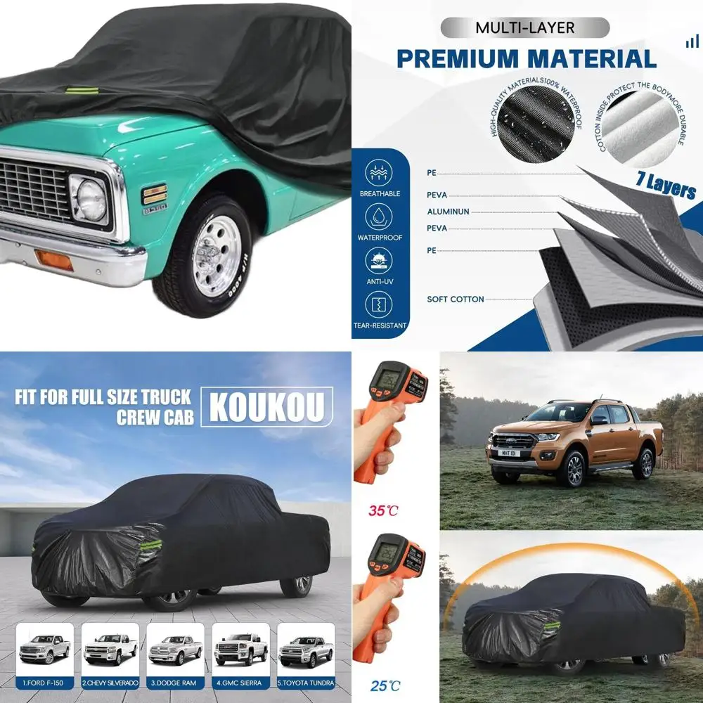 

All-Weather 7-Layer Heavy-Duty Waterproof Truck Cover, Fits Ford F150, F100, Chevy C10, S10, Universal for Short/Regular Bed Tru