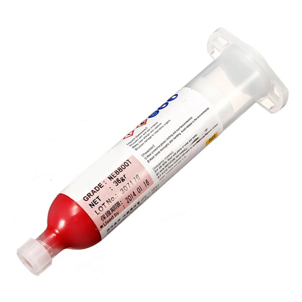 Pegamento rojo de resina epoxi para Chips BGA, resistencias, condensadores, Chips IC, SMT, SMD, reparación con 10 agujas, 30ml, 38g, 1 o 2 unidades