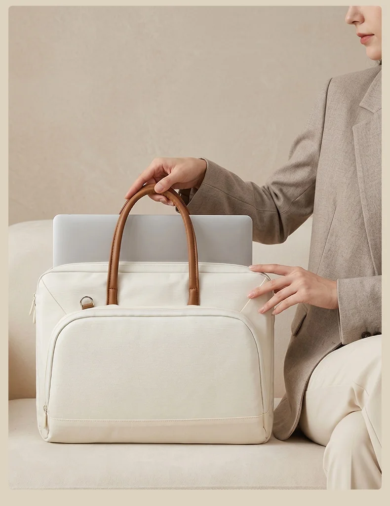 Vielseitige Laptop-Handtasche 14-16 Zoll Oxford-Stoff Aktentasche mit Schultergurt für Reisen – Detail 11