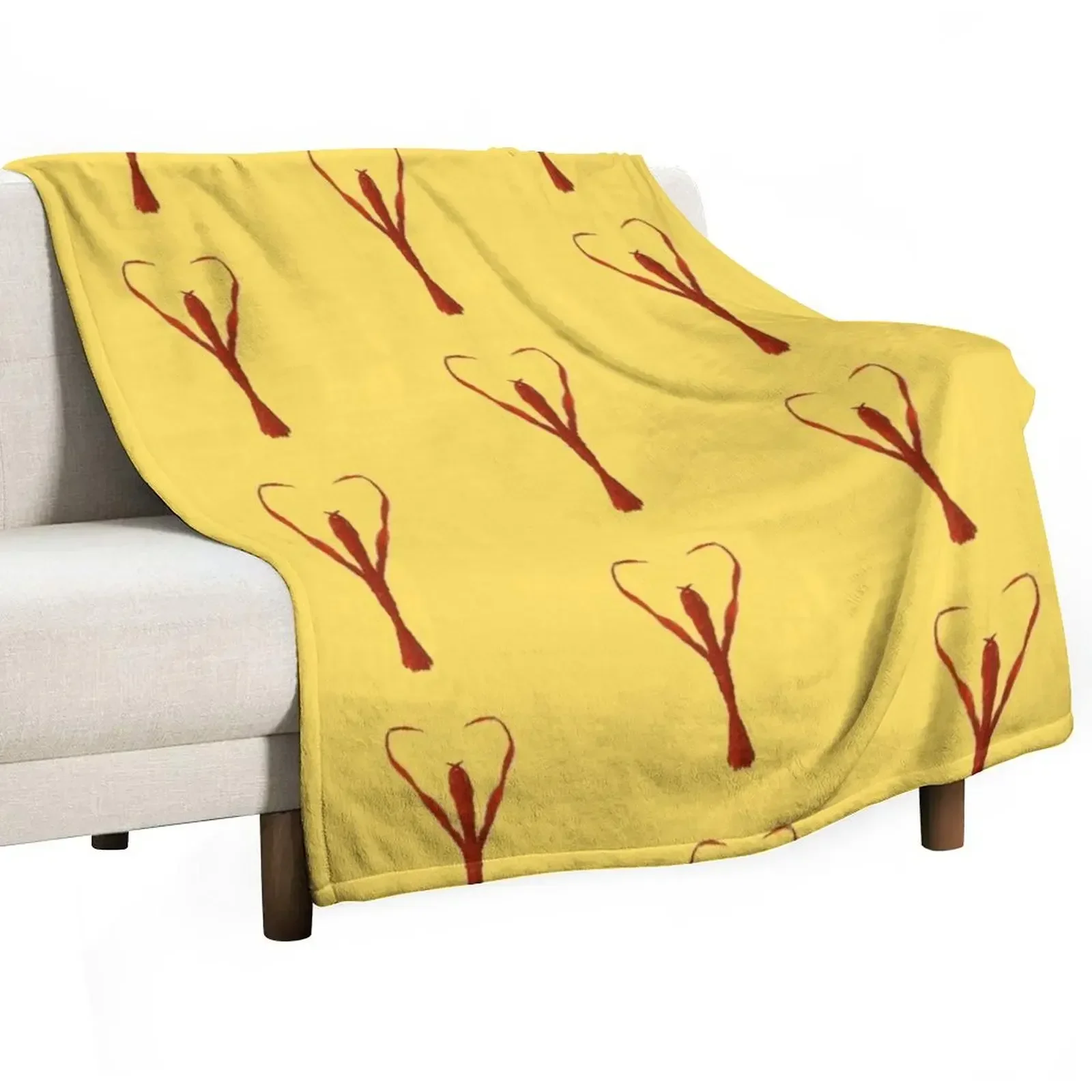 

Red Lobster on Yellow Throw Blanket sofa bed Soft Plush Plaid Large Summer Blankets