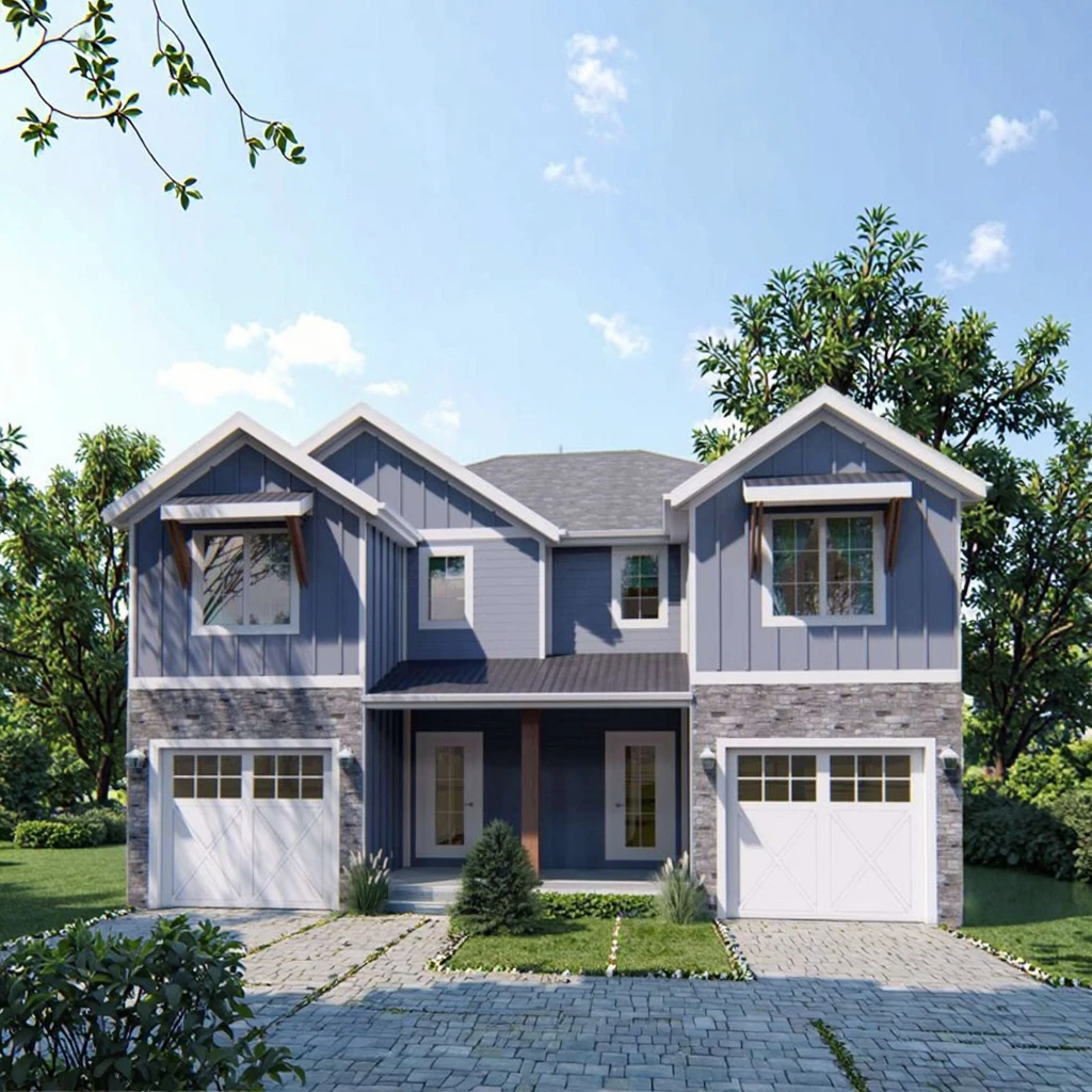 Luxury 2 Storey 4 Bedroom Prefabricated Duplex House Steel Structure Villa for Family Living