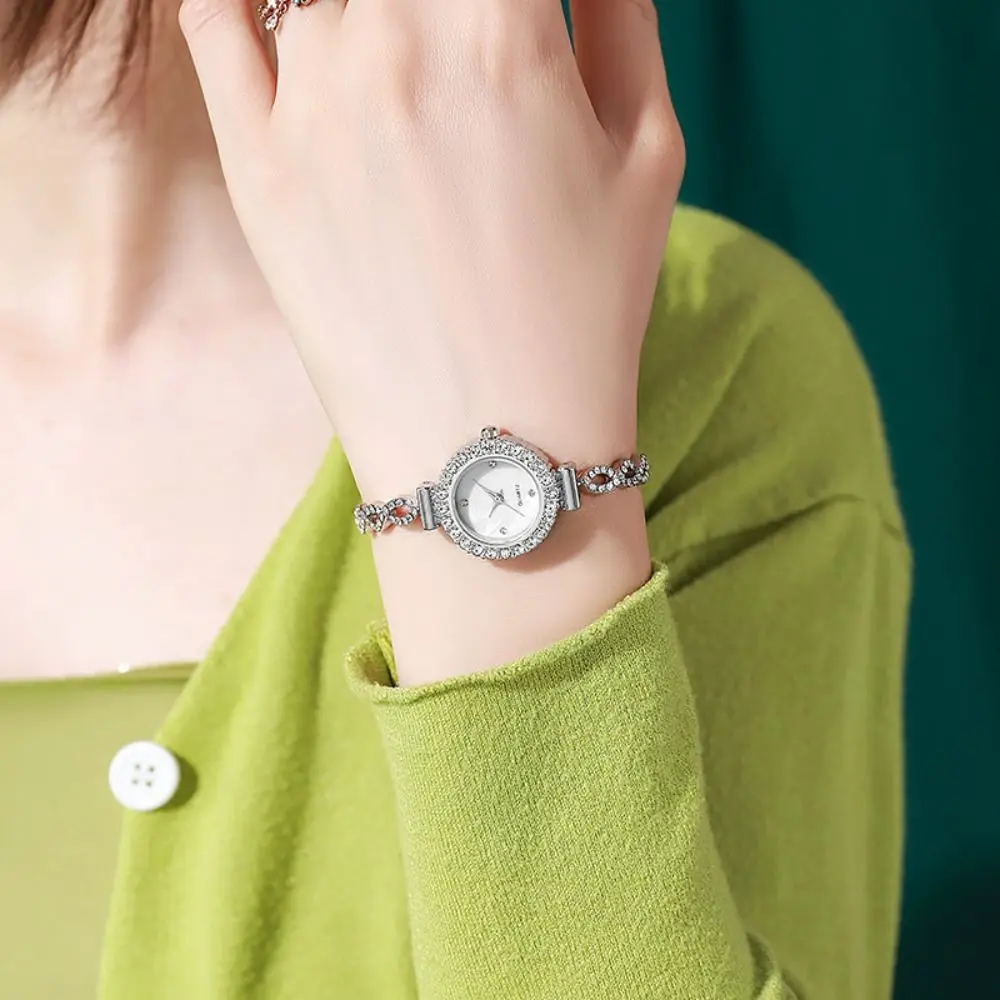 Fashion Elegant Bracelet Watch Adjustable Rhinestone Quartz Watch Chain Pendant Wrist Watch Women Girls