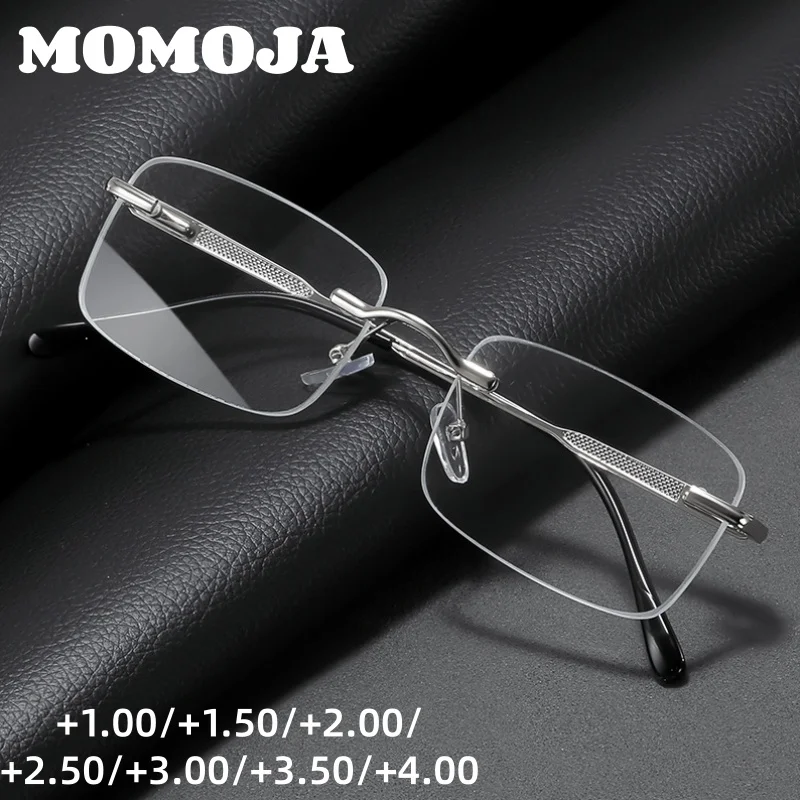MOMOJA New Men's Business HD Boundless Reading Lightweight Glasses Crystal Glass Lens Optical Presbyopia Glasses Best Seller 305