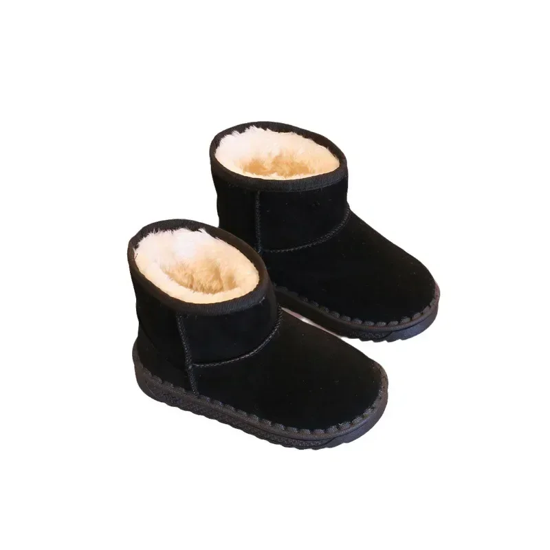 Fashion Girls Snow Boots Warm Fur Children Winter Boots Black Kids Boys Casual Shoe