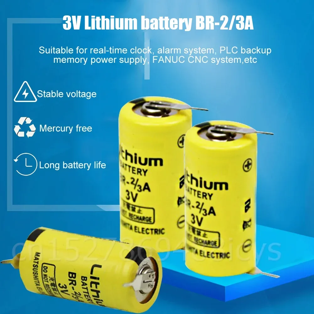 5PCS Original BR-2/3A BR2/3A BR-2/3 17335 3V 1200mAh Lithium Batteries With Pins For Real-time Clock FANUC PLC Battery