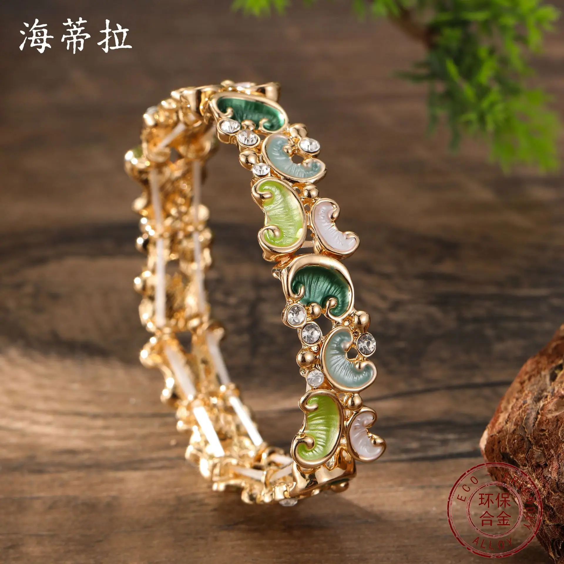 DIY accessories enamel color irregular cashew flower elastic bracelet women's simple and advanced geometric petal bracelet