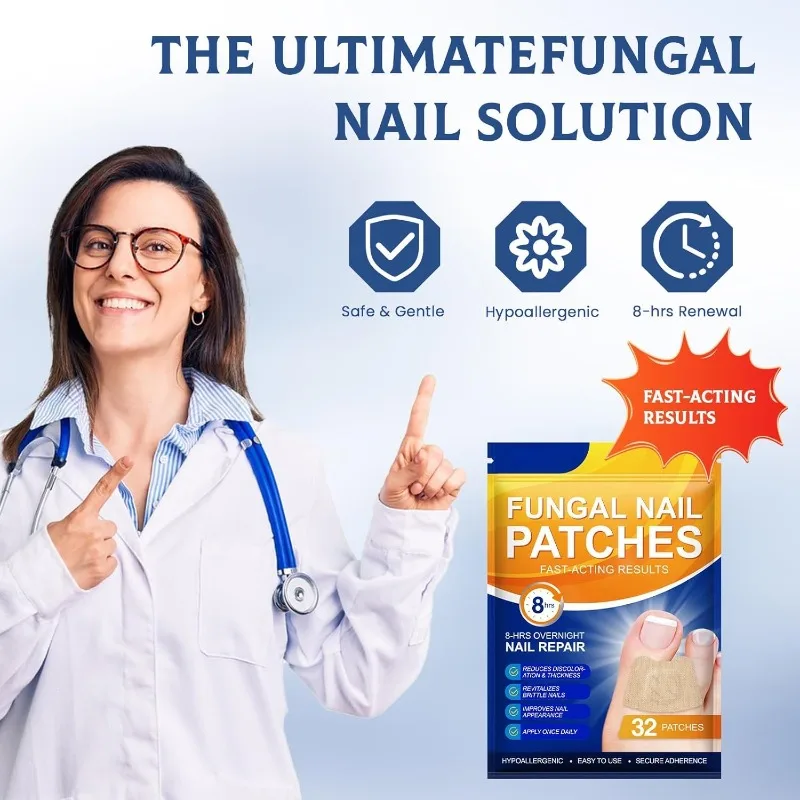 

32 шт. ультракрепких пластырей от грибка ногтей, ночное лечение грибка ногтей на ногах с 8-часовым восстановлением, восстанавливающие пластыри для ногтей, изменяющих цвет