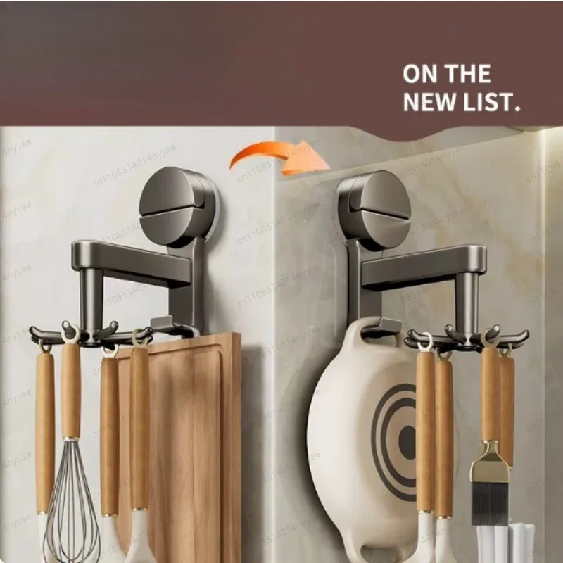 Sturdy Suction Cup Kitchen Storage Solution – No Drilling Required, 360° Rotating Hook, Space-saving, Suitable for Cupboard Door