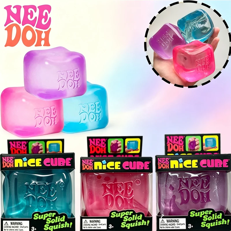 Schylling Needoh Nice Cube 5.5cm Sensory Therapy Toy Maltose Super Solid Squish Autism ADHD Focus Training Toy Office Desk Decor