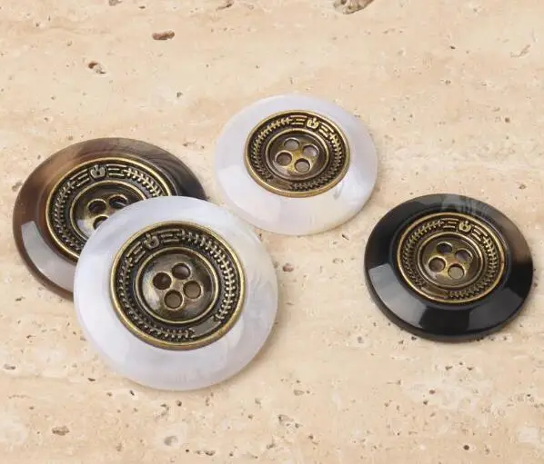 10pcs/Lot Size:16mm-25mm Retro resin Metal Buttons Round Button suit jacket Clothing Sewing Accessories(KK-3894)