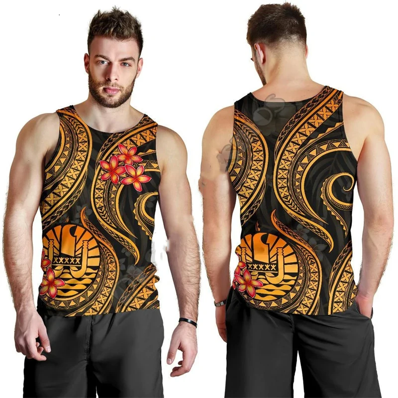 

Men's And Women's 3D Printed Sleeveless T-shirts 3D Printed Casual Vest, Retro Tattoos Tribal Culture French Polynesia Tahit Top