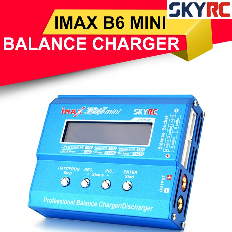 

Зарядное устройство-балансир SKYRC iMAX B6 Mini 60W для LiPo, Li-ion, LiFe, LiHV, NiMH, NiCd, PB аккумуляторов 1-6S для радиоуправляемых моделей и дронов