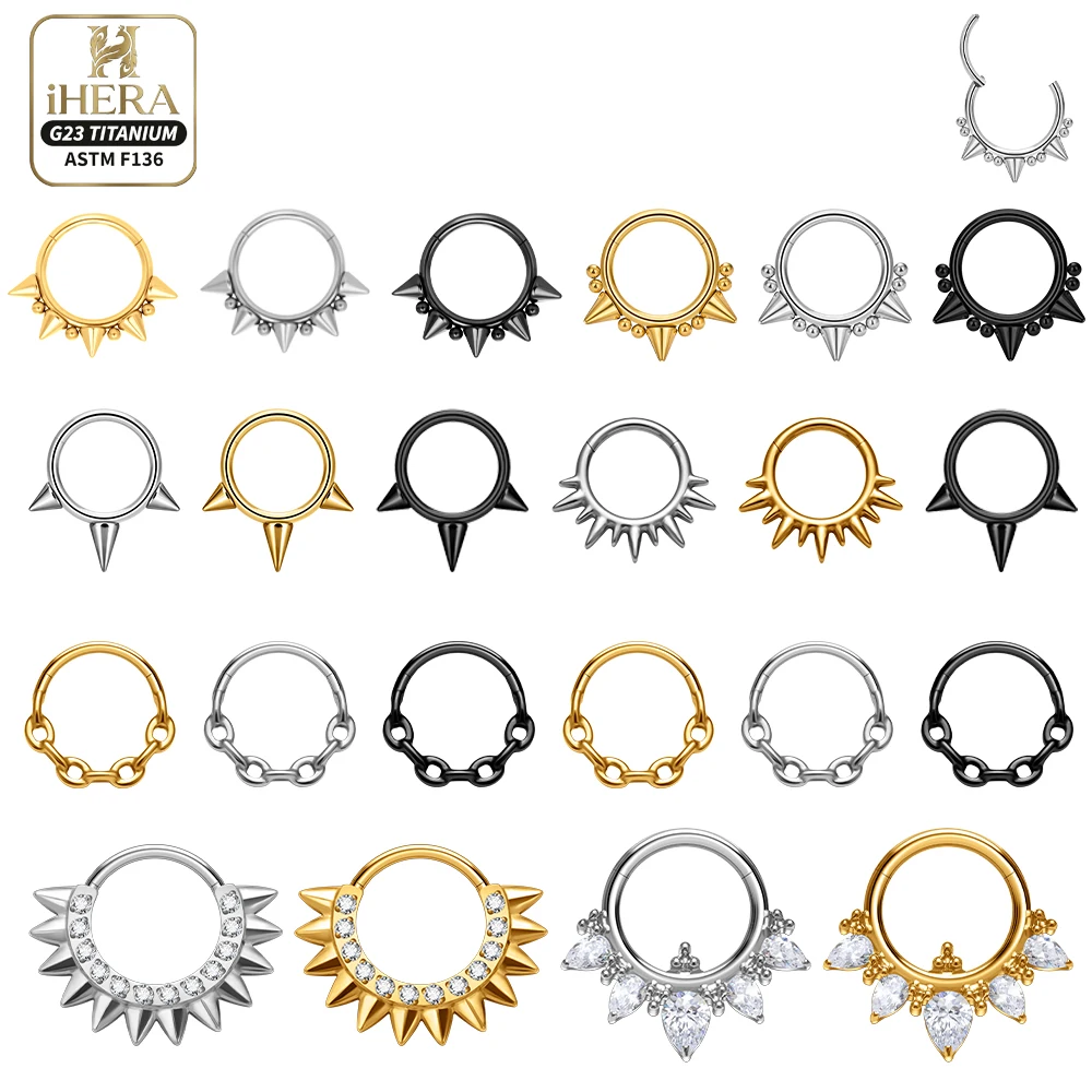 Image of G23 Titan-Set Funkelnder Kubischer Spitzkegel Septum Ring Clicker Nasenpiercing Schmuck Ohrringe Knorpel Daith Helix