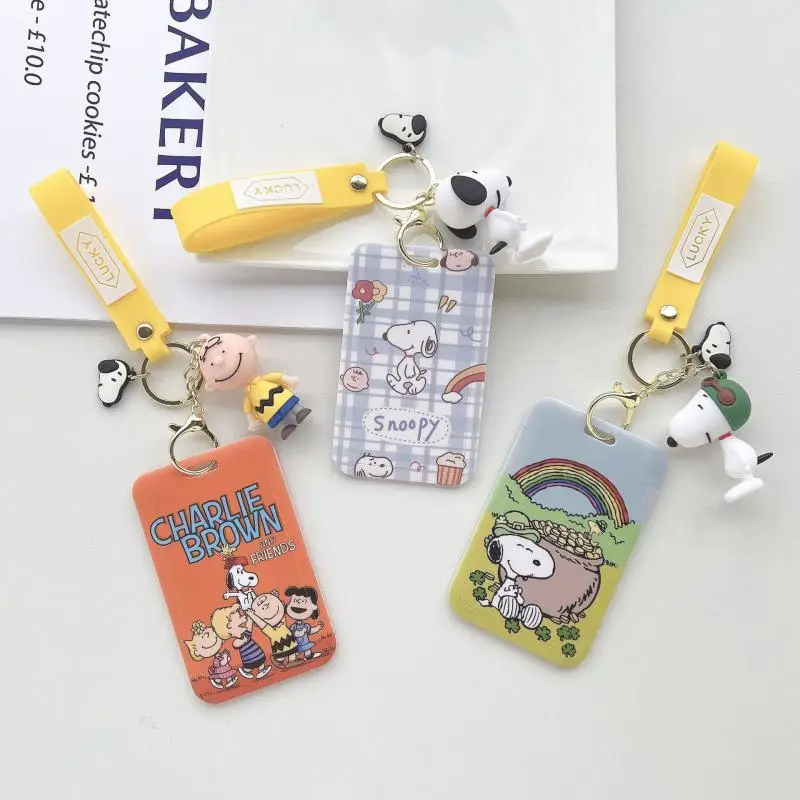 2025 Snoopy Card Cover Kawaii Miniso Japanese Student Cartoon Campus Card Subway Card Protective Set Backpack Pendant