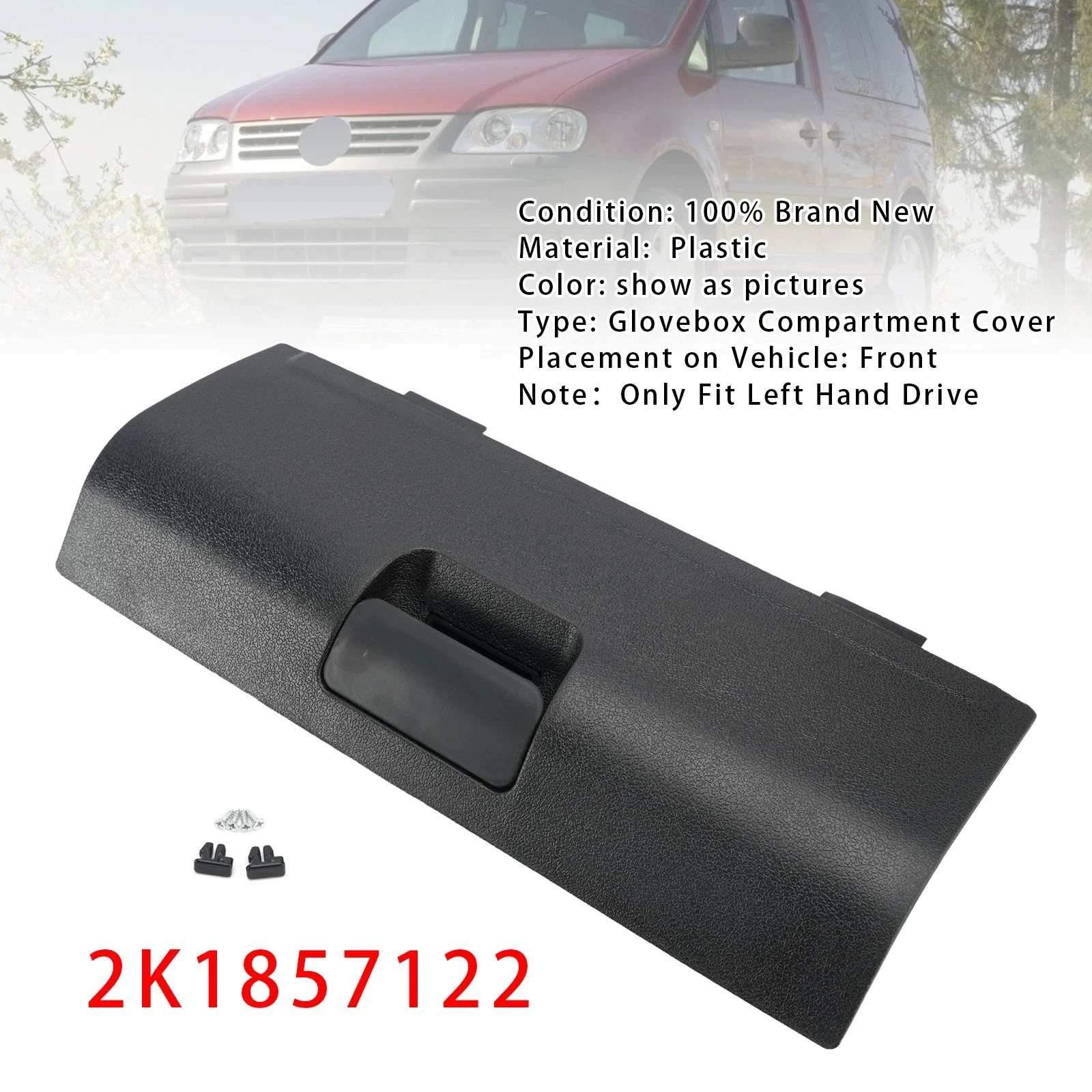 Black Front Black Glove Box Lock Lid Flap Compartment For VW CADDY 2K1 2003-2010 LHD Replacement Car Accessories 2K1857122