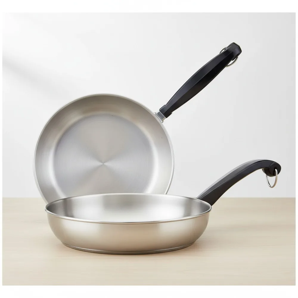 

Набор сковородок премиум-класса из нержавеющей стали — сковороды с антипригарным покрытием 8,25 и 10 дюймов для домашней кулинарии